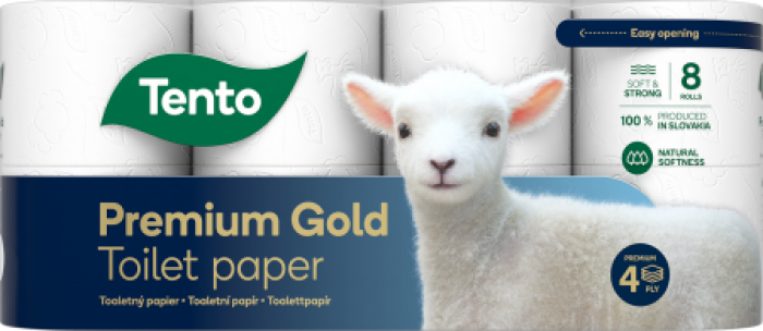 Toaletní papír TENTO PREMIUM GOLD 4vrstvý, 8 rolí/balení, 7 balení/karton