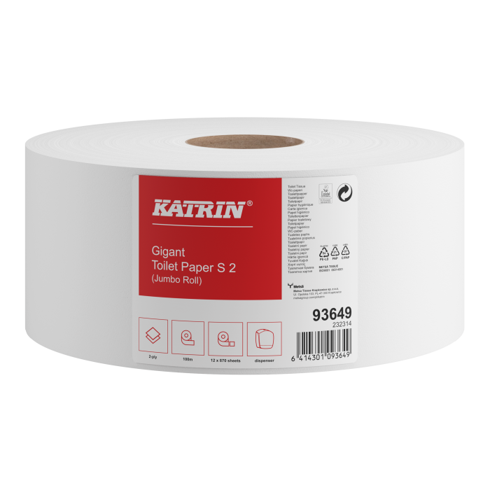 Toaletní papír Katrin Jumbo, 2vrstvý, celulóza, 100m, 12 rolí/balení Toaletní papír Katrin Jumbo, 2vrstvý, celulóza, 100m, 12 rolí/balení